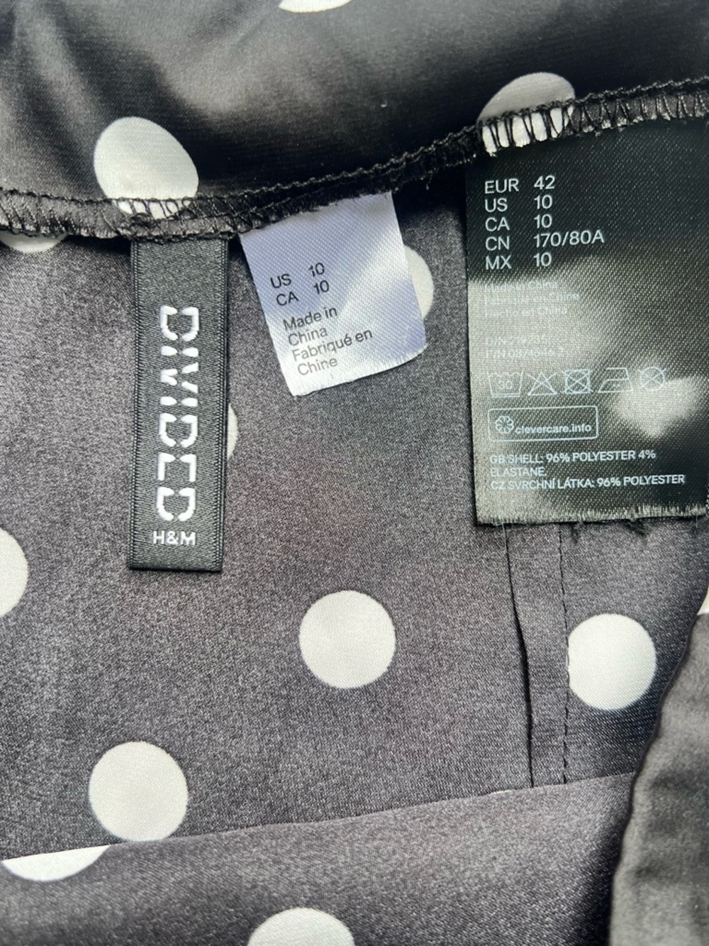 H&M Black Midi Skirt with White Polka Dots - Picture 2 of 5